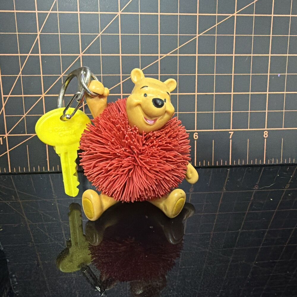 Vintage 1998 Disney Winnie the Pooh Koosh Ball Keychain Red Puffer Figure